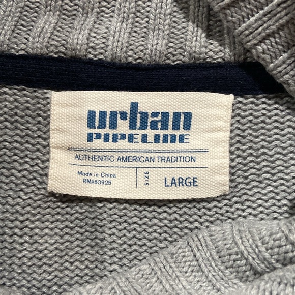 Urban Pipeline Men's Gray Cotton Long Sleeve Pullover Casual Knit Sweater L - Picture 3 of 6